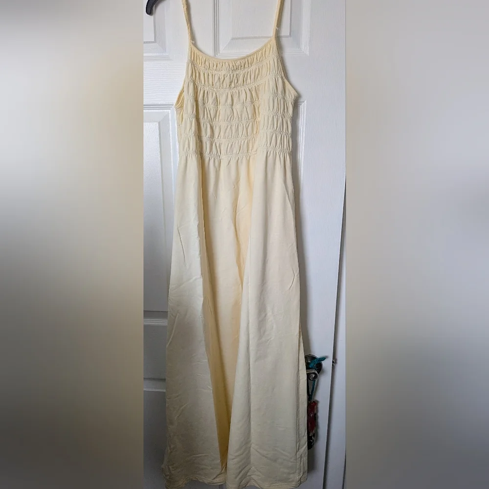 Grade & Gather Cotton Yellow Maxi Ruched M - Picture 3 of 6